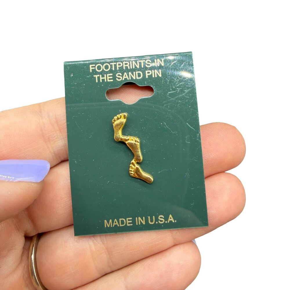 Vintage Footprints in the sand pin Religious Jewelry Brooch